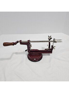 Back To Basics Apple Peeler Corer Slicer Suction Base Cast Iron Red